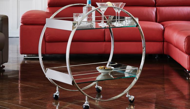 Art Deco circular metal drinks trolley